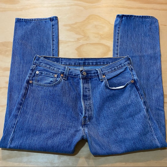 Levi's Other - Levi's 501 Mens Button Fly Straight Leg Medium Wash Size 34x30